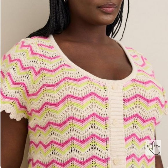 1X New! Plus Size Torrid Pointelle Pullover Flutter Sleeve Sweater retro - Picture 3 of 6